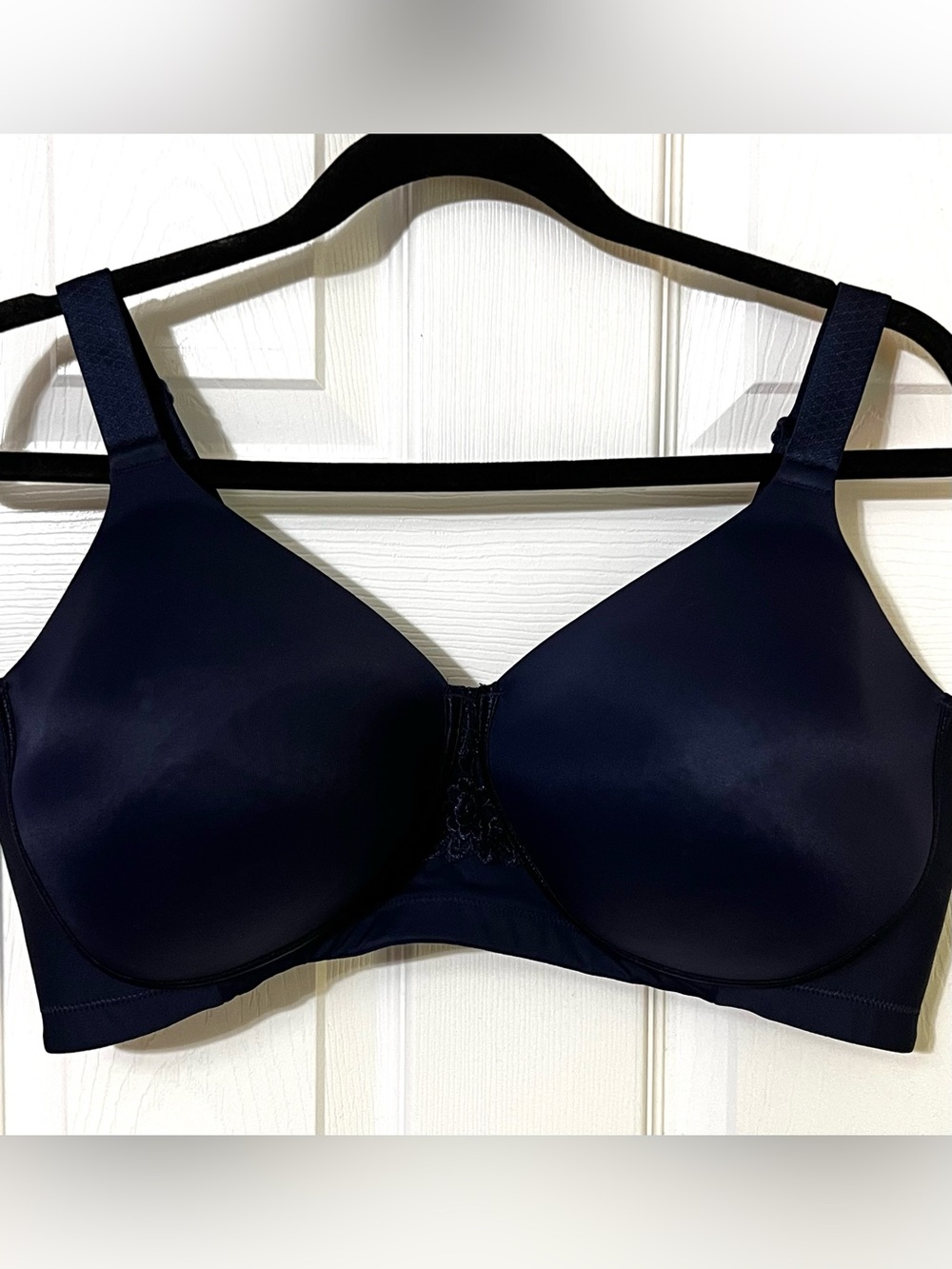 Vanity Fair Bra Wireless Bra Lightly Padded Navy Blue Lace Detail 42DD/42